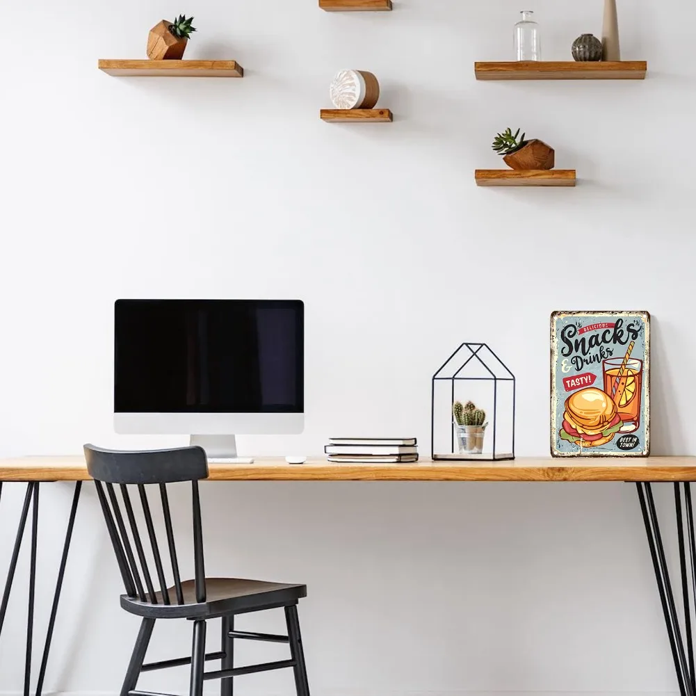 Metalowy szyld w stylu vintage – Food Snacks With Iron recenzja i cena